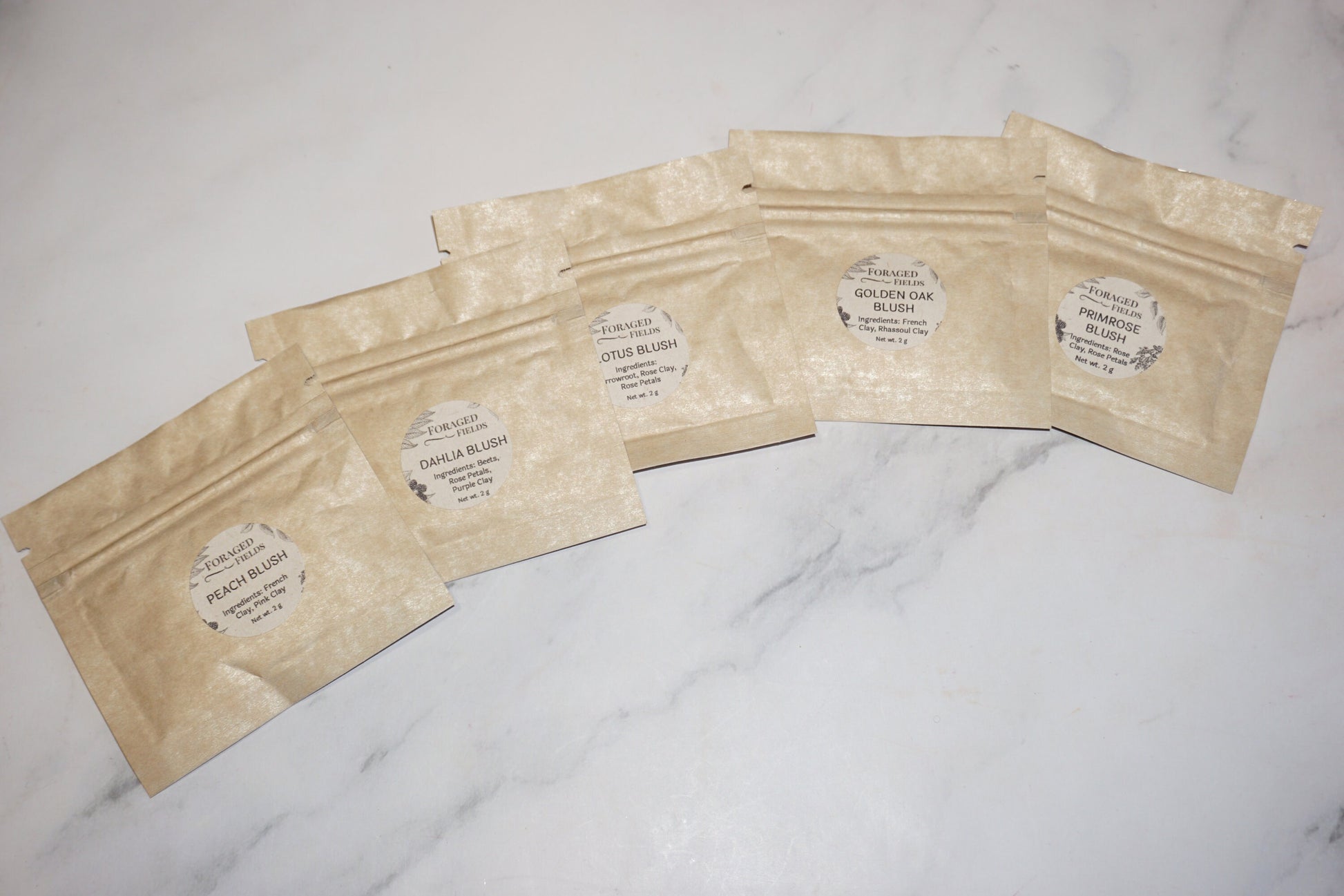 SAMPLE Sizes of Homemade Makeup, Foundation Powder and Blush in sealed bags