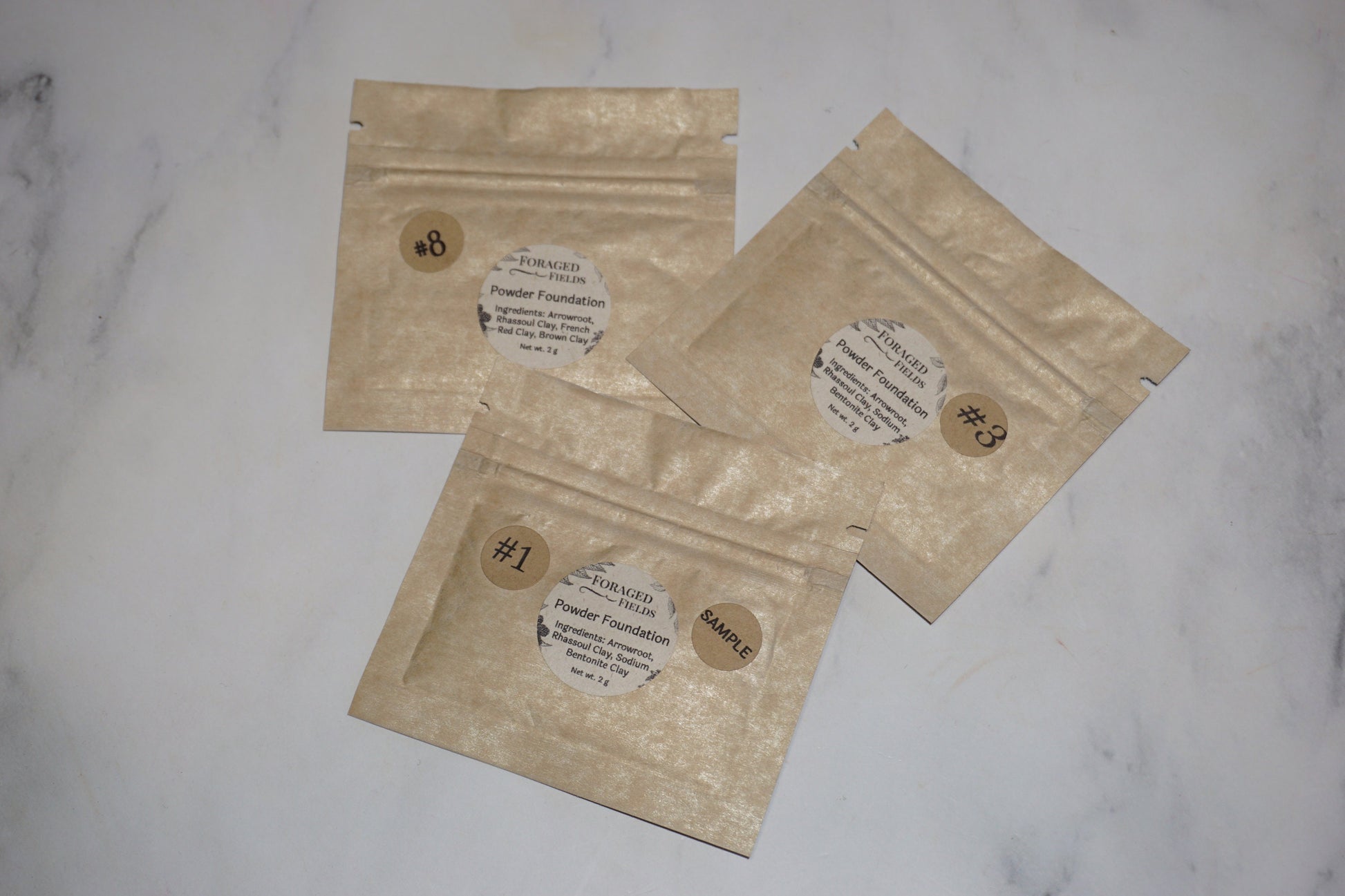 SAMPLE Sizes of Homemade Makeup, Foundation Powder and Blush in sealed bags