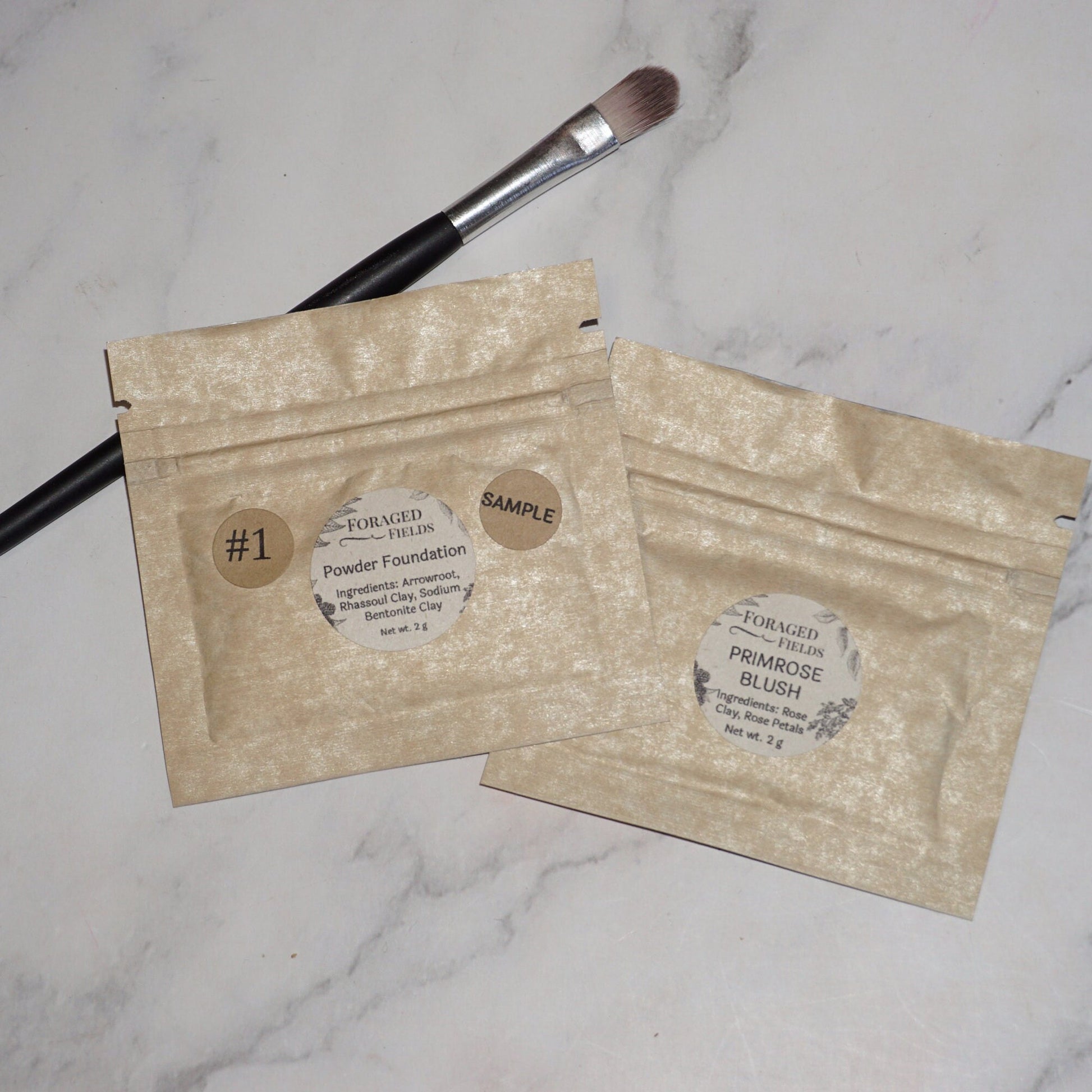 SAMPLE Sizes of Homemade Makeup, Foundation Powder and Blush in sealed bags