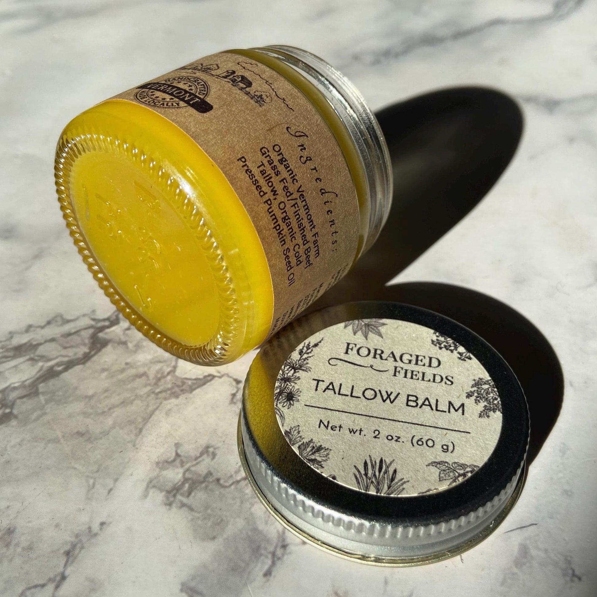 Homemade Vermont Farm to Jar Grass Fed/Finished Tallow Balm - Small Batch, Organic, Happy Cows, Hand Rendered Quality Suet Moisturizer Cream