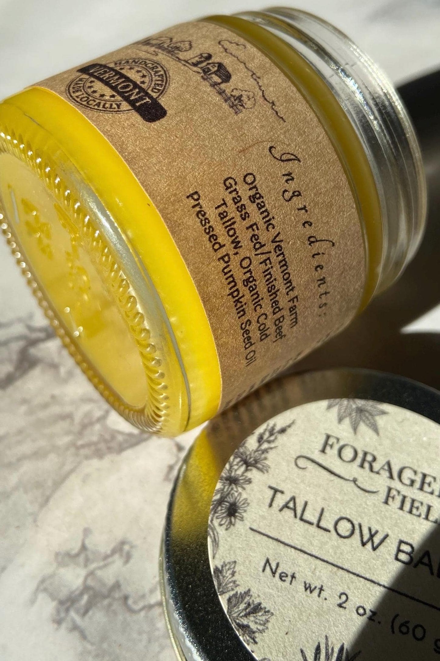Homemade Vermont Farm to Jar Grass Fed/Finished Tallow Balm - Small Batch, Organic, Happy Cows, Hand Rendered Quality Suet Moisturizer Cream