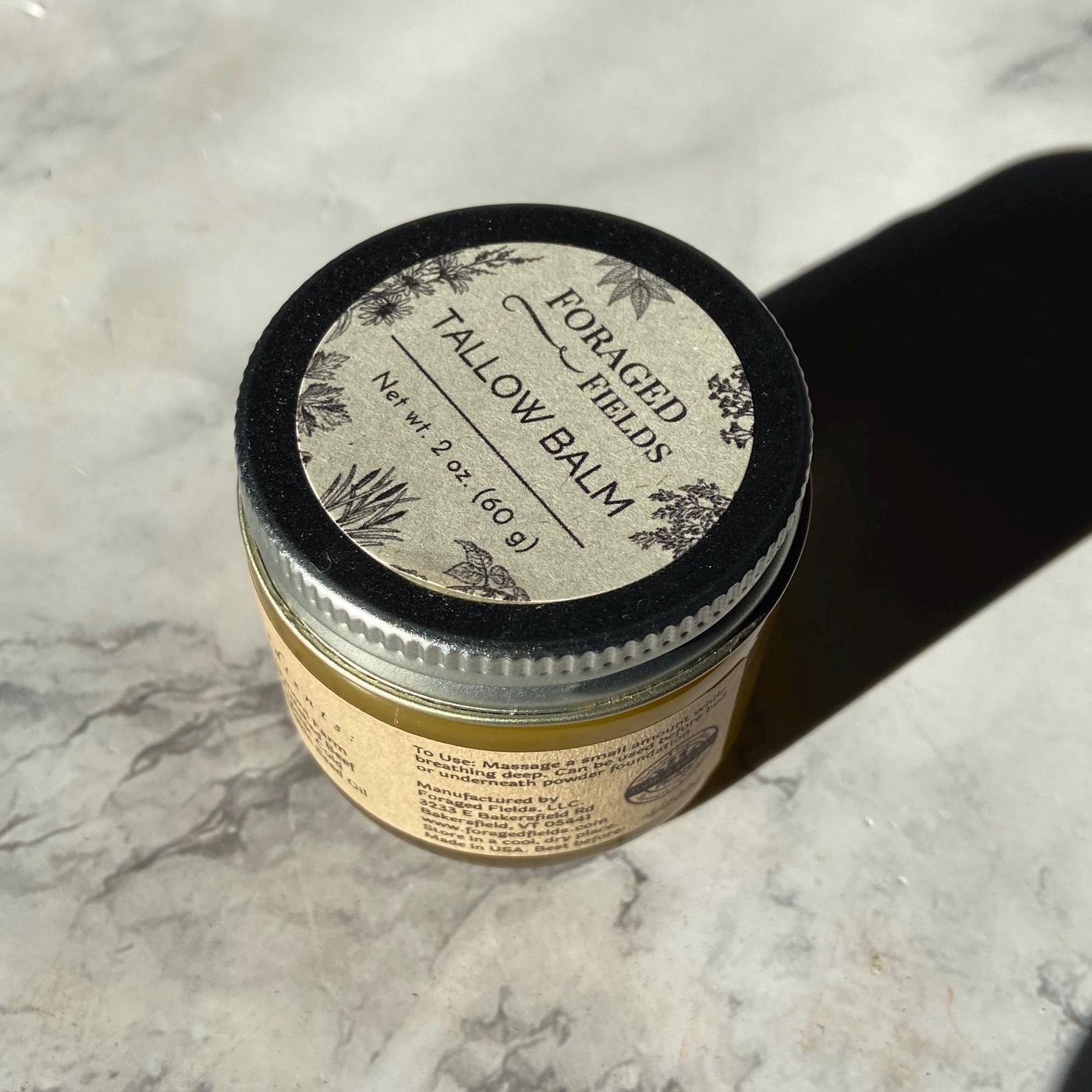 Homemade Vermont Farm to Jar Grass Fed/Finished Tallow Balm - Small Batch, Organic, Happy Cows, Hand Rendered Quality Suet Moisturizer Cream