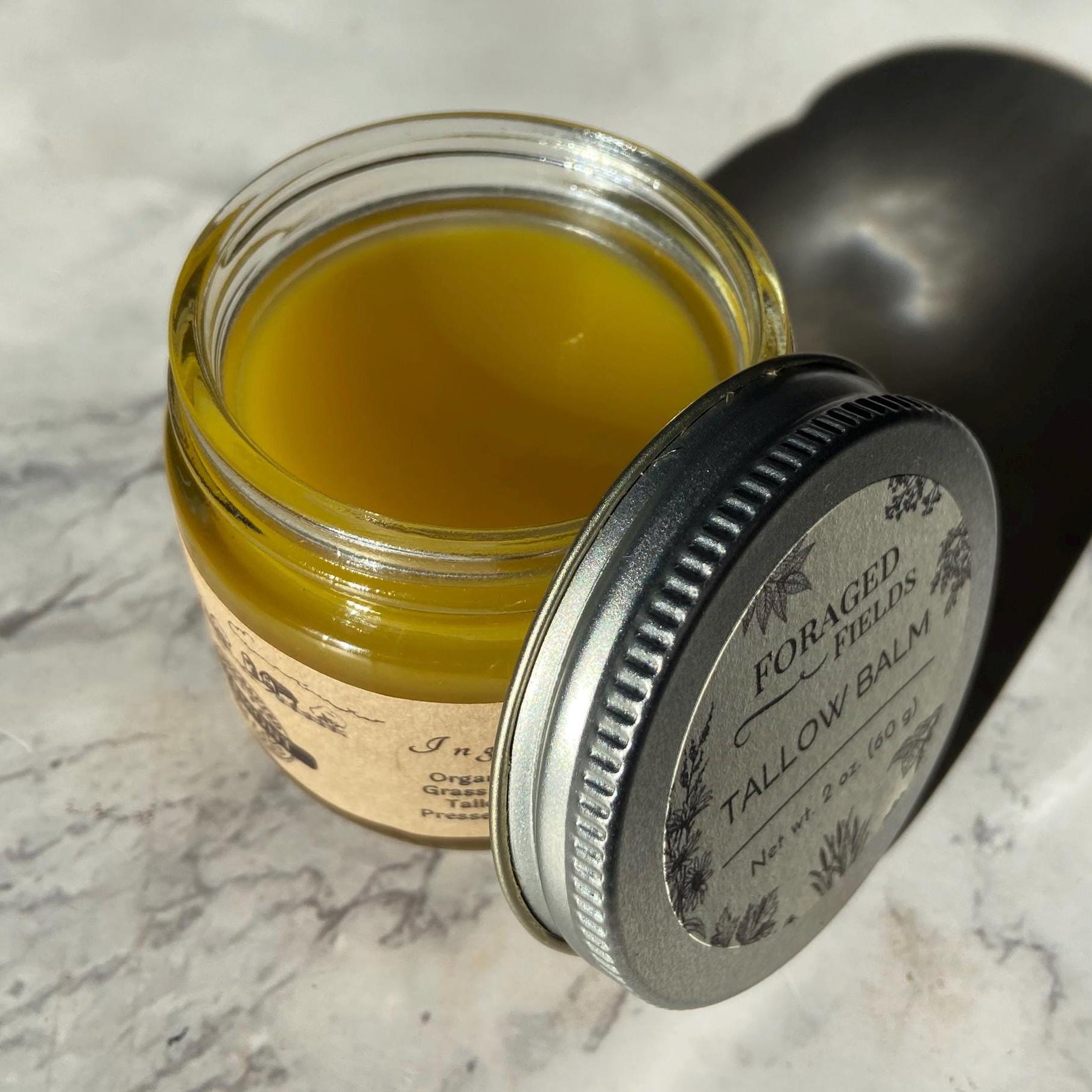 Homemade Vermont Farm to Jar Grass Fed/Finished Tallow Balm - Small Batch, Organic, Happy Cows, Hand Rendered Quality Suet Moisturizer Cream