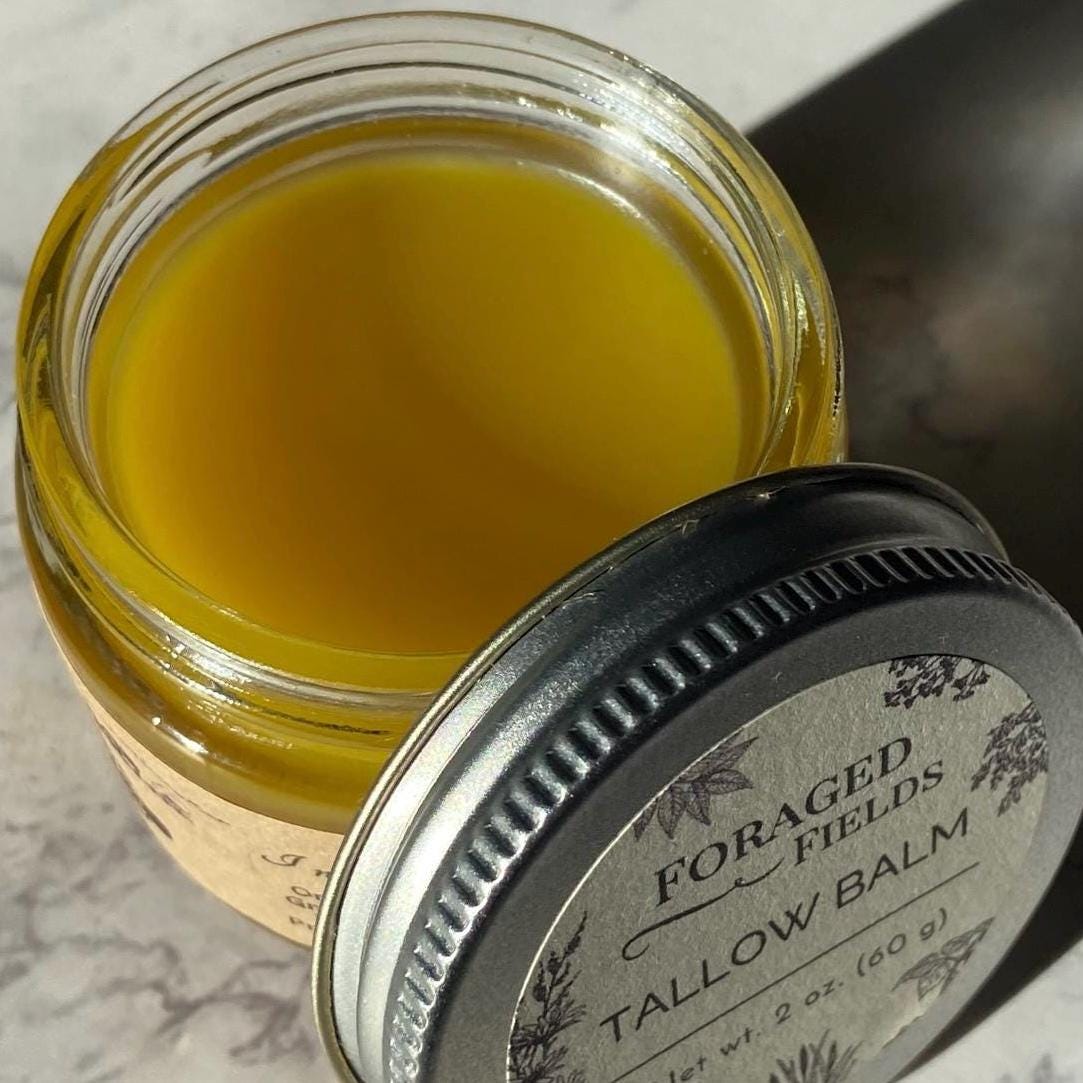 Homemade Vermont Farm to Jar Grass Fed/Finished Tallow Balm - Small Batch, Organic, Happy Cows, Hand Rendered Quality Suet Moisturizer Cream