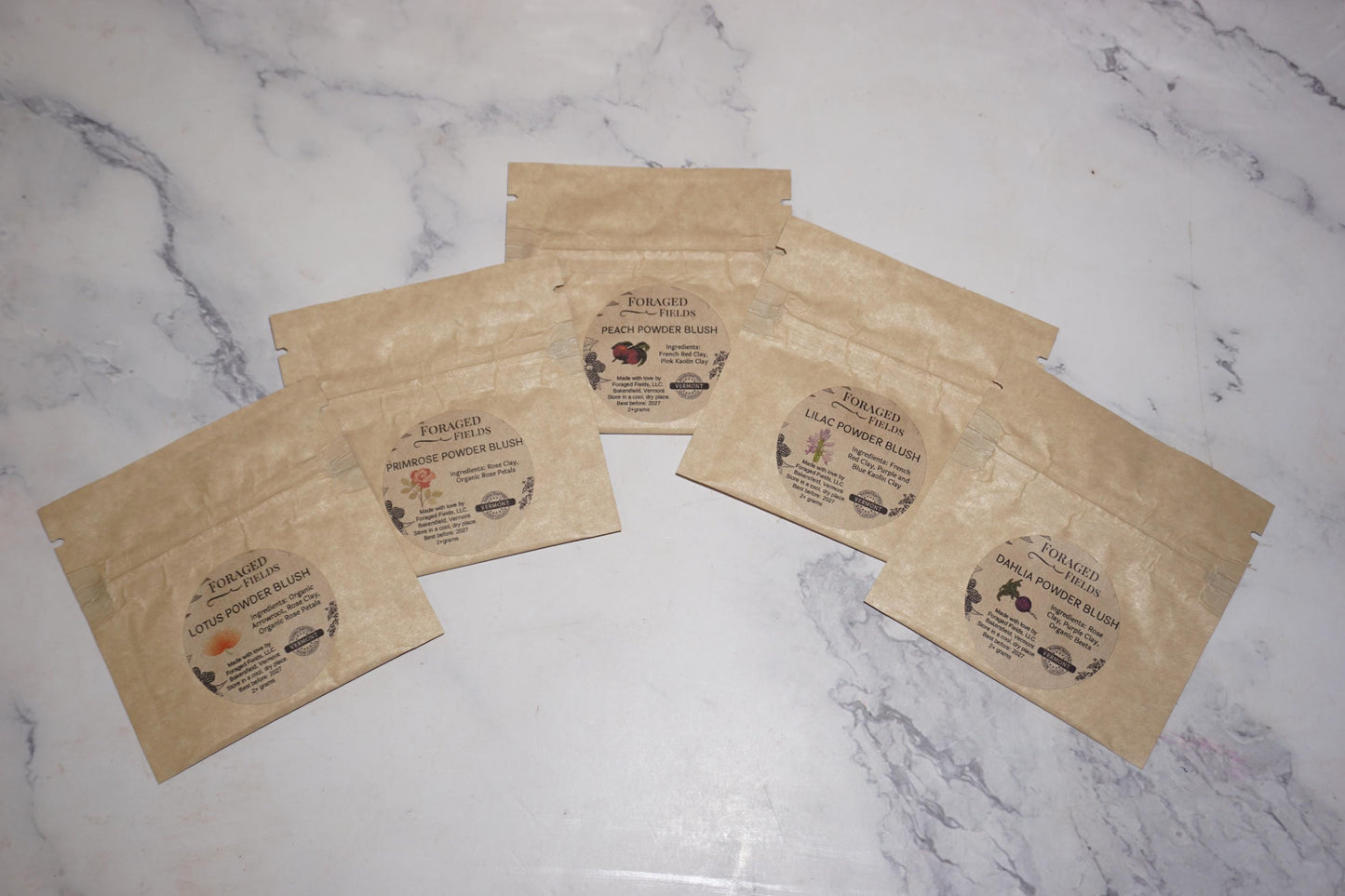 SAMPLE Sizes of Homemade Makeup, Foundation Powder and Blush in sealed bags